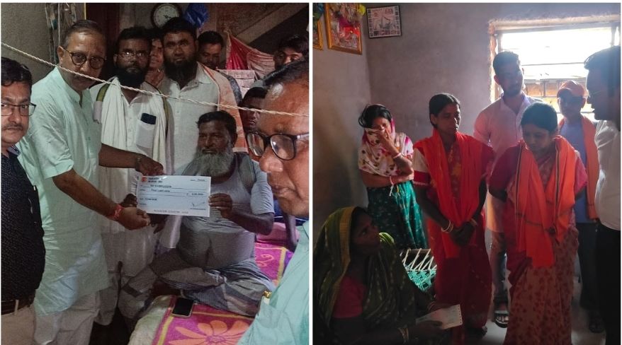 বজ্রপাতে মৃ*ত্যু, শোকস্তব্ধ পরিবারের হাতে ৪ লক্ষ টাকার চেক তুলে দিলেন বিধায়ক