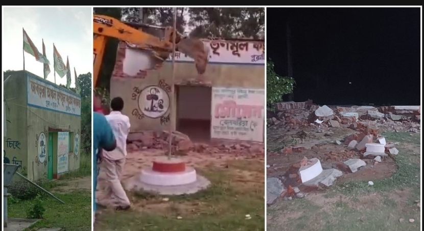 বুলডোজার চলল তৃণমূলের দলীয় কার্যালয়ে