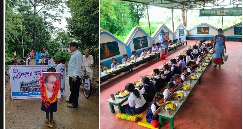 শ্যামাপ্রসাদ জন্মজয়ন্তীতে মাংস ভাতের আয়োজন মানবাজারের স্কুলে