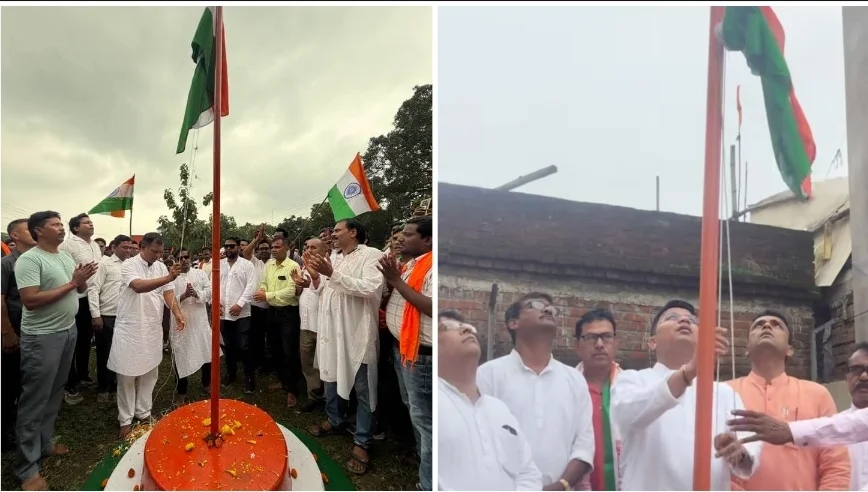 বিজেপির জেলা কার্যালয়ে পতাকা উত্তোলন সাংসদ জ্যোতির্ময়ের, সাঁওতালডিহিতে পতাকা উত্তোলন করলেন মন্ত্রী নদীয়ারচাঁদ